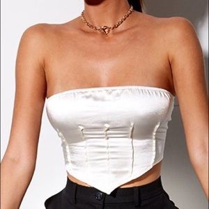 Motel rocks sanja bandeau top in satin ivory